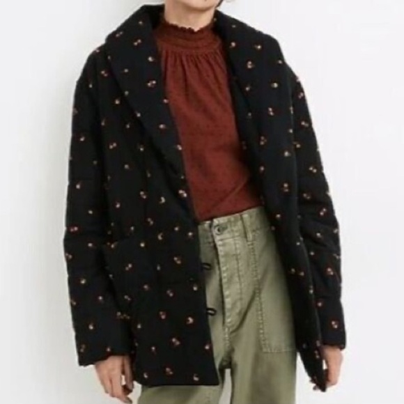 Madewell Corduroy Dumont Quilted Jacket Amie Floral XS Warm Puffer Winter Coat - Picture 3 of 16